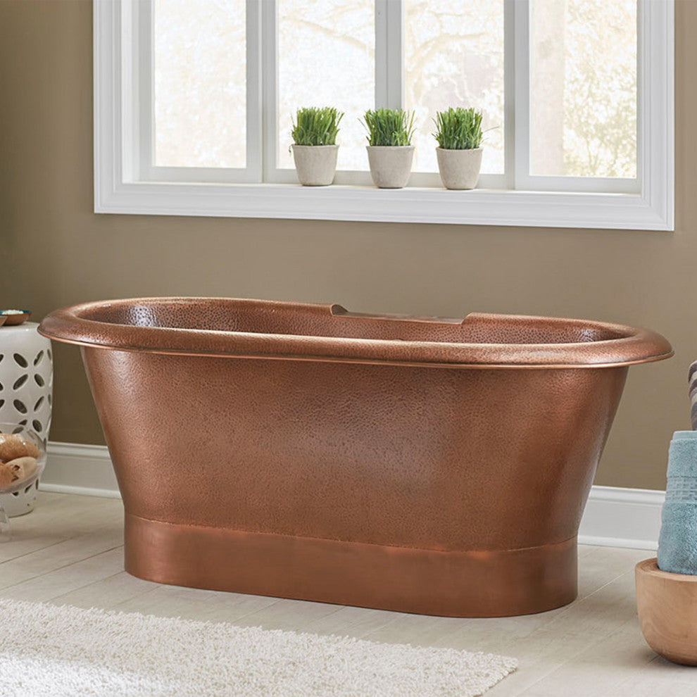 Thales 5' Copper Freestanding Bathtub with Overflow, 0 Hole