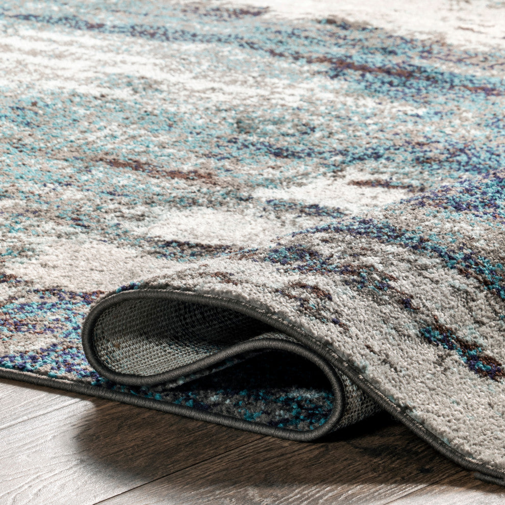 Nuloom Winter Abstract Area Rug, Teal 6'7"x9'