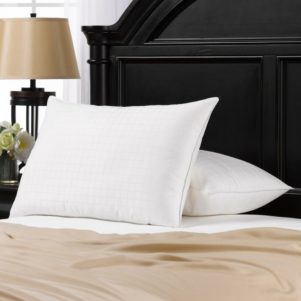 2-Pack Dobby Windowpane Soft Stomach Sleeper Pillows, Standard