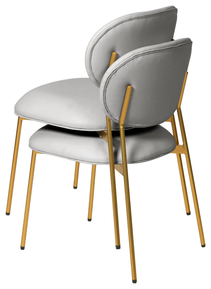 McKenzie Light Grey Vegan Leather Stackable Dining Chair - Set of 2 - Light Grey