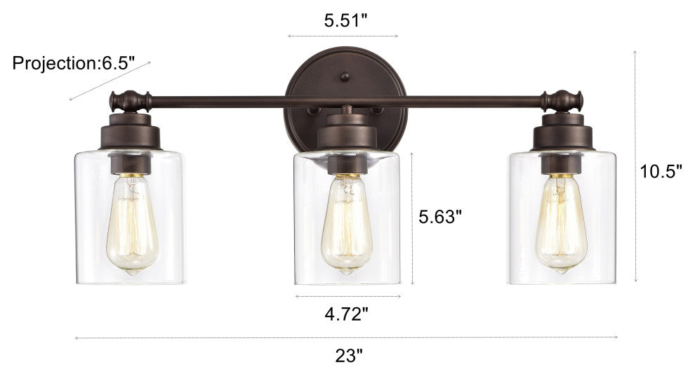 CHLOE Lighting KARSON Transitional 3-Light Oil Rubbed Bronze Bath Fixture