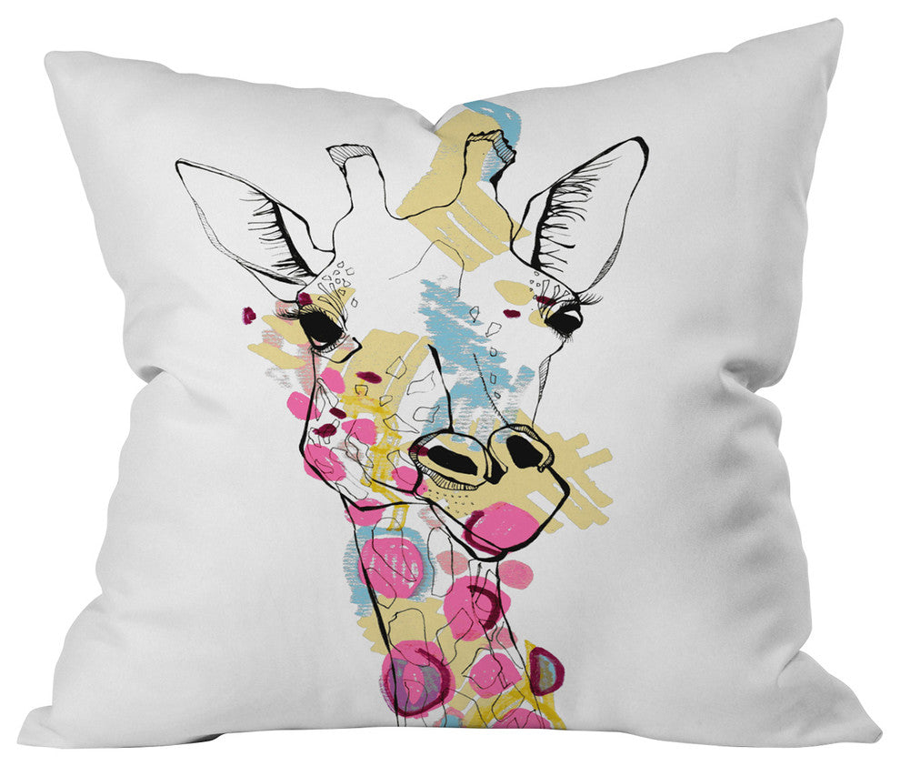 Casey Rogers Giraffe Color Throw Pillow