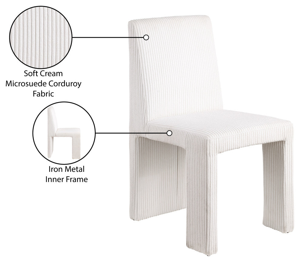 Benson Upholstered Dining Chair, Cream, Microsuede Corduroy