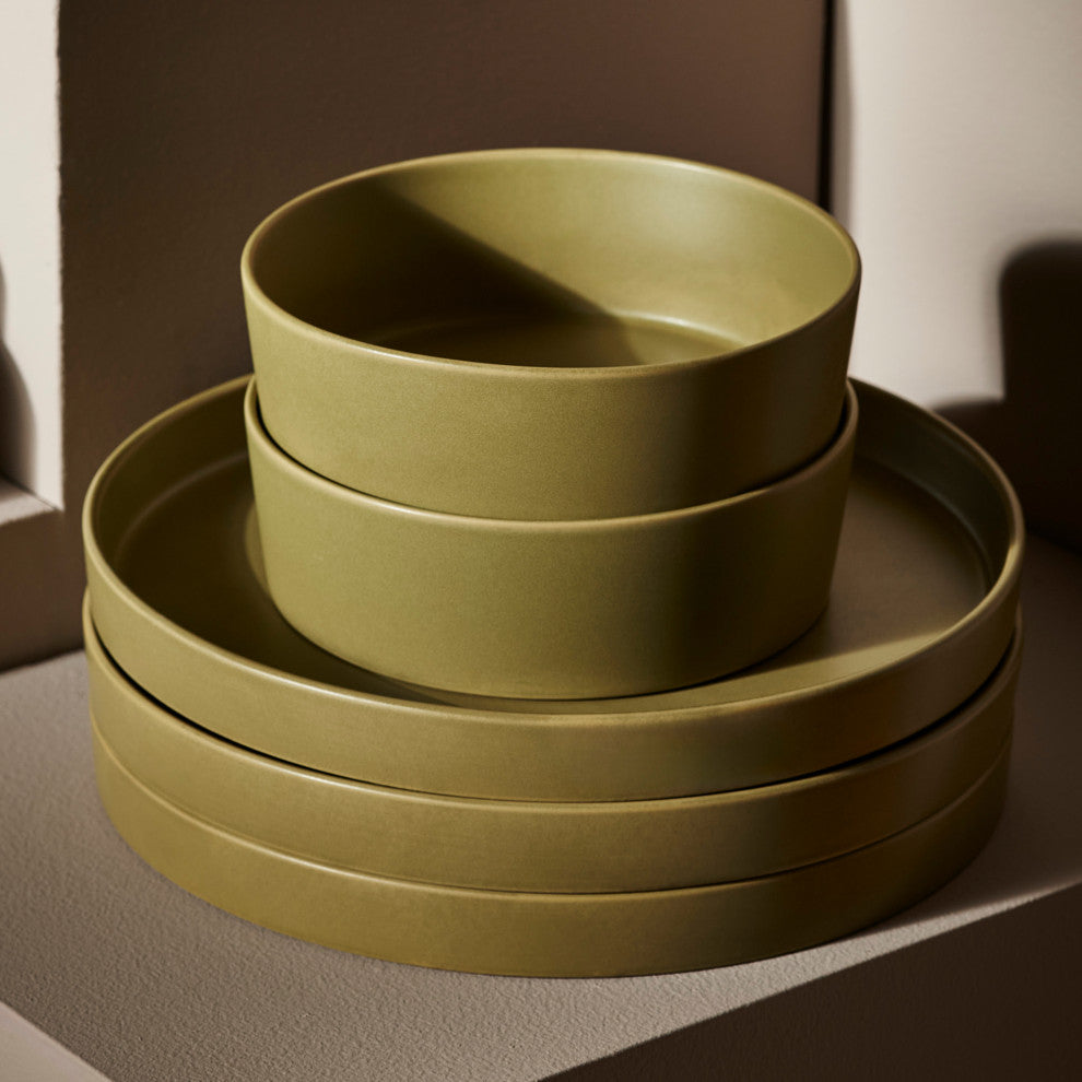 Stone by Mercer Project Modan Stoneware 24 Piece Dinnerware Set, Green