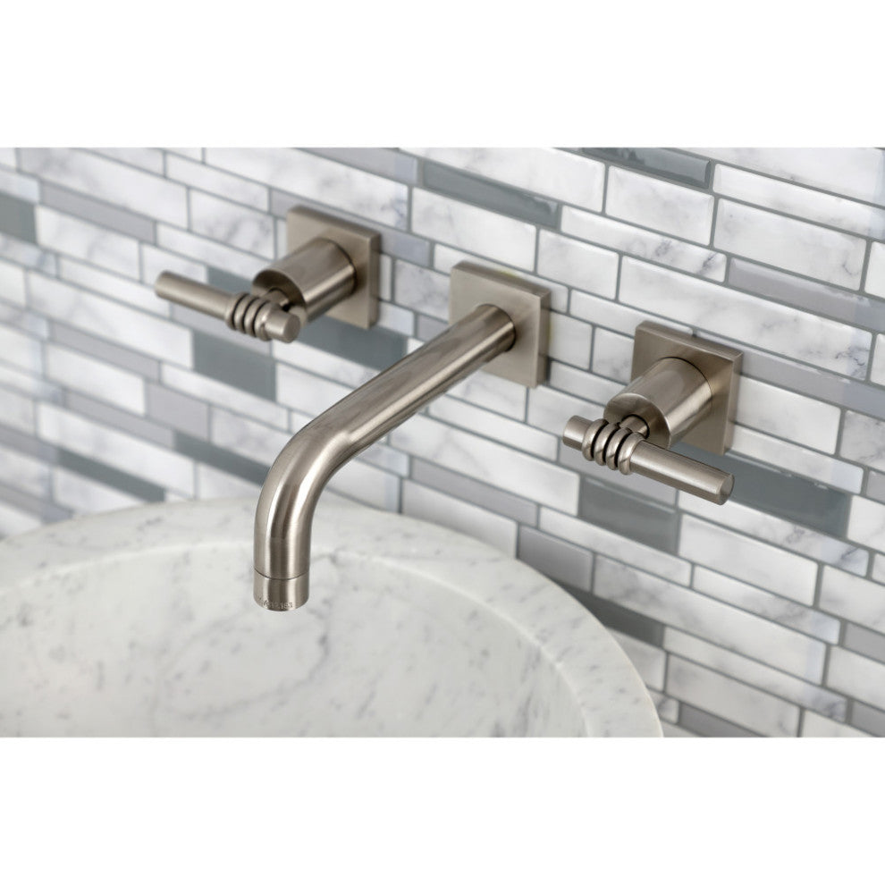 Kingston Brass KS6128ML Two-Handle Wall Mount Bathroom Faucet, Brushed Nickel