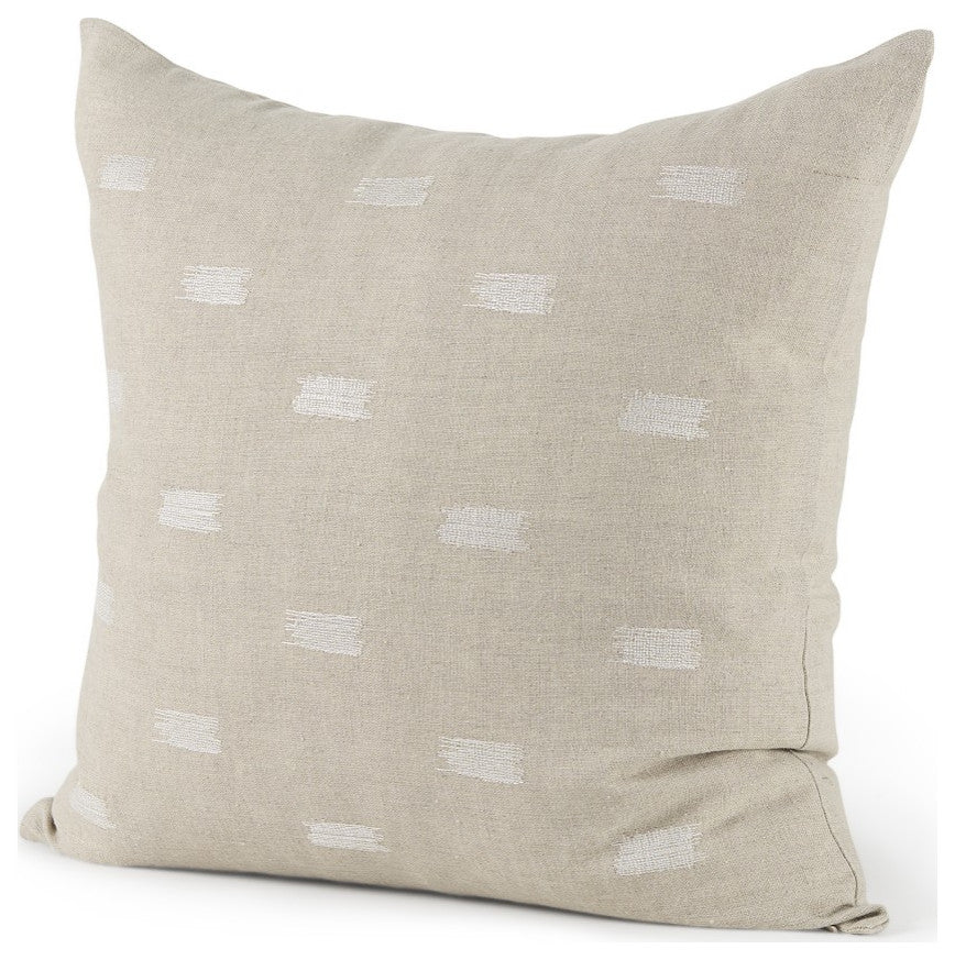 Canvas Beige and White Square Accent Pillow Cover