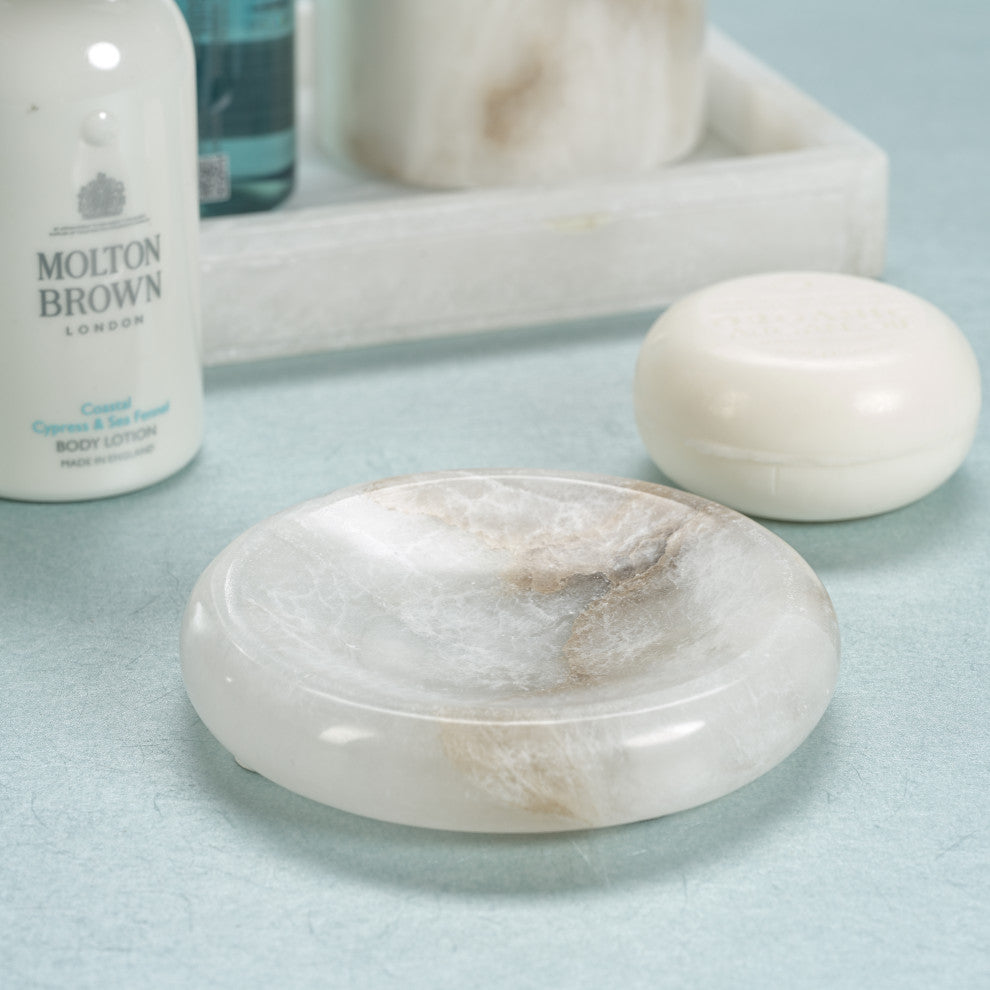 Cremona Alabaster Round Soap Dish