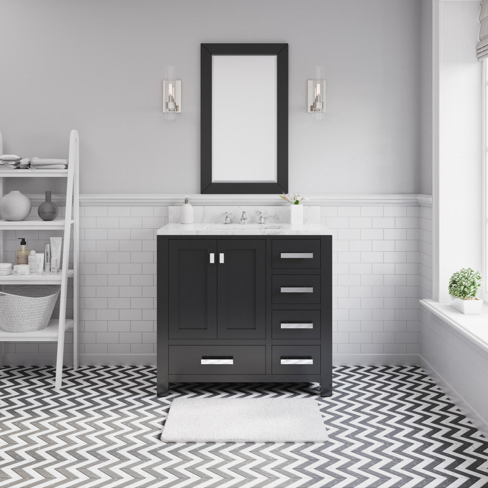 36" Wide Dark Espresso Single Sink Bathroom Vanity, Mirror Included