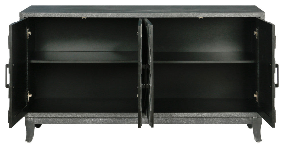 TATEUS Stronger Vintage Style Buffet Cabinet, Lacquered Accent Gray