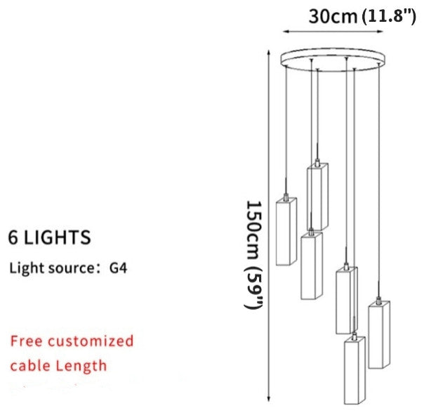 Cannes | Staircase Pendant Crystal Long Light Fixture, 6 Lights