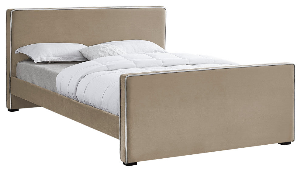 Dillard Velvet Upholstered Bed, Beige, King