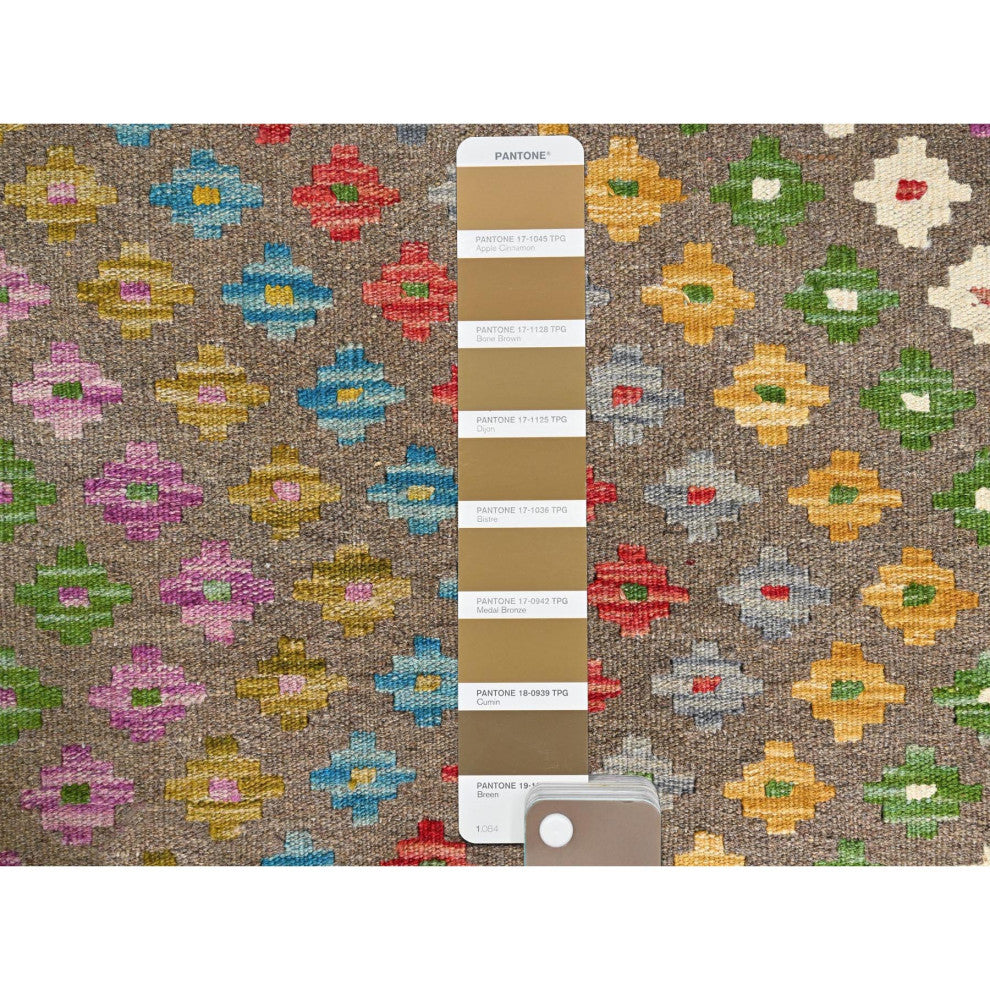 Colorful, Extra Soft Wool, Hand Woven, Afghan Kilim, Oriental Rug, 7'x9'8"