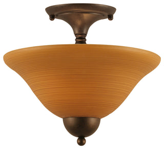 Semi-Flush 2-Light Semi-Flush Mount, Bronze/Cayenne Linen