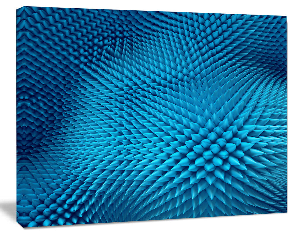 Wavy Blue Prickly Design, Abstract Canvas Art Print, 40"x30"
