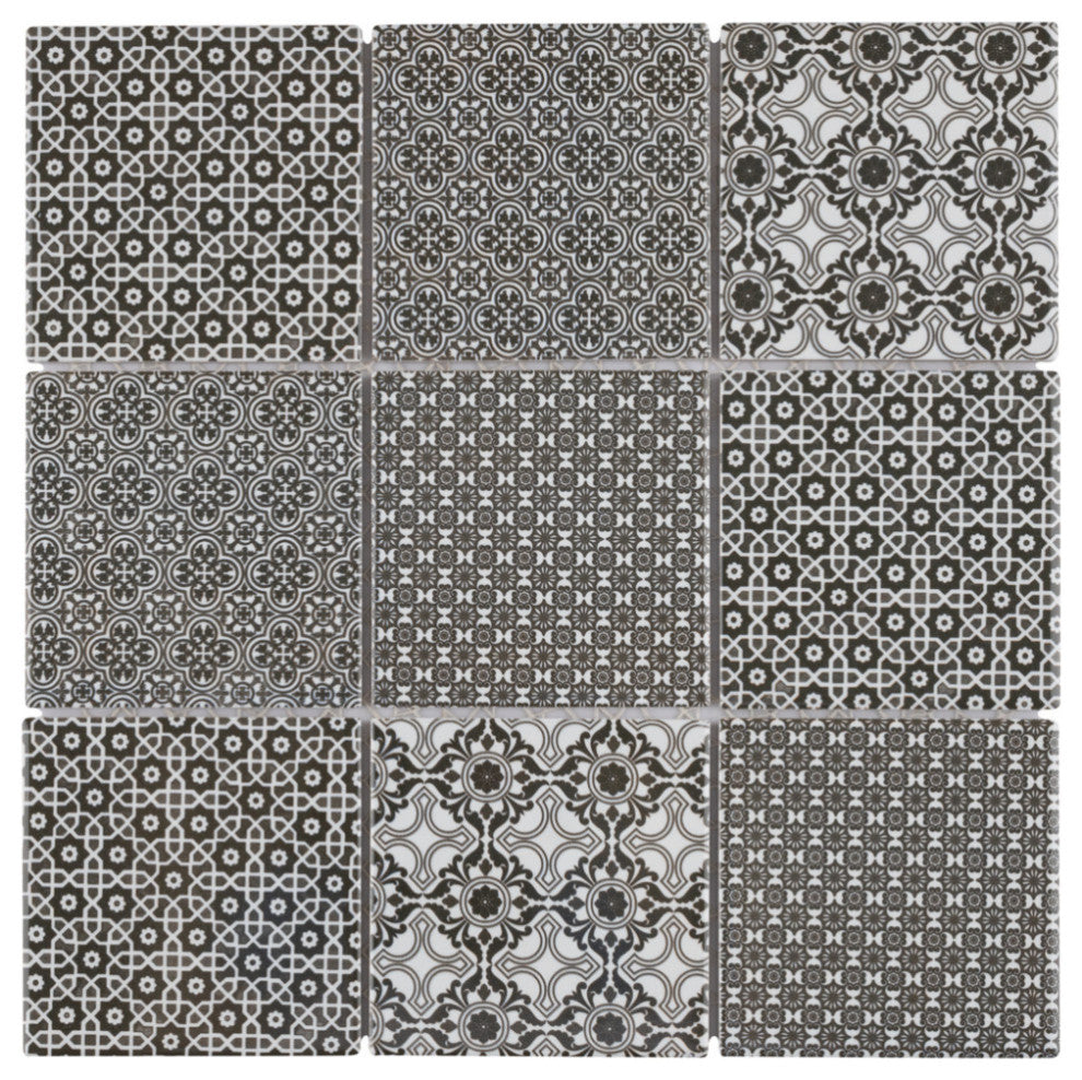 Classico 4" Square Black Porcelain Floor and Wall Tile