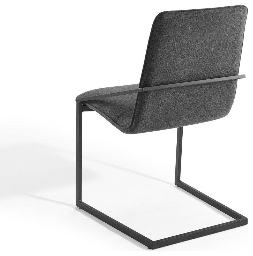 Side Dining Chair, Fabric, Metal, Black Gray, Modern, Bistro Restaurant