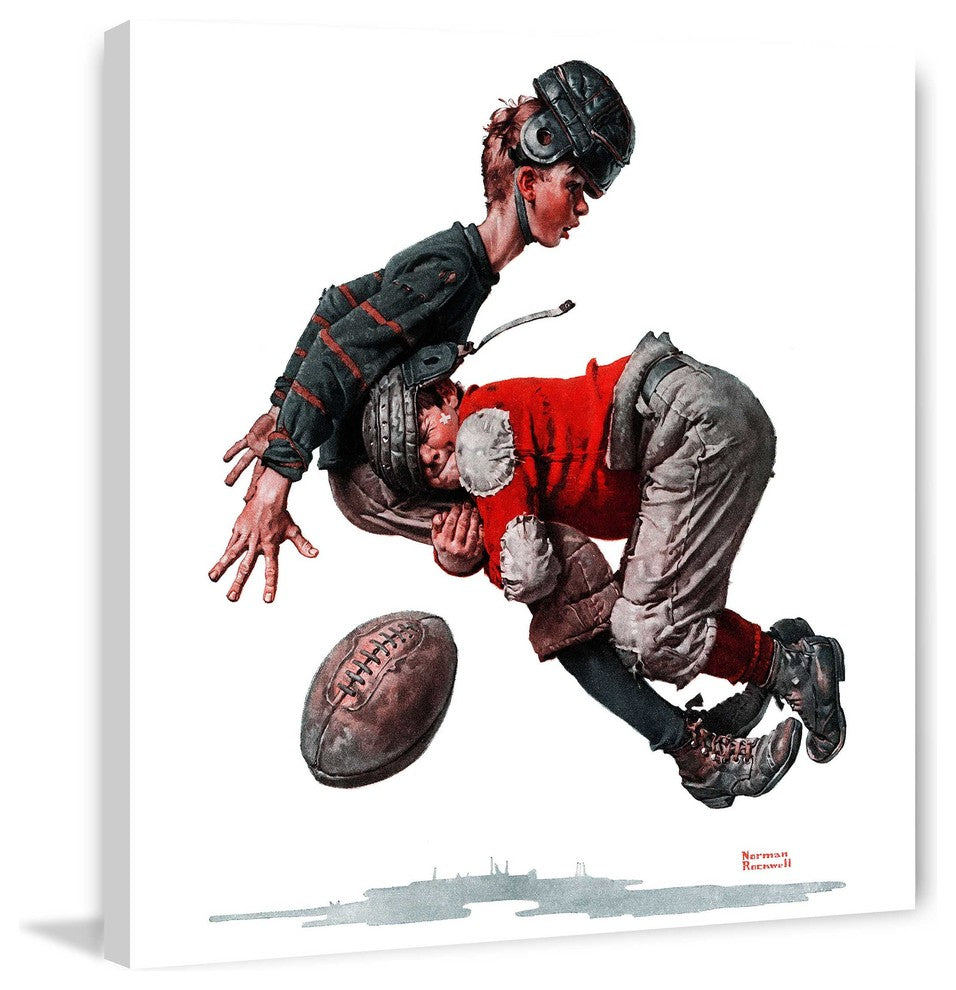 "Fumble" Painting Print on Canvas by Norman Rockwell