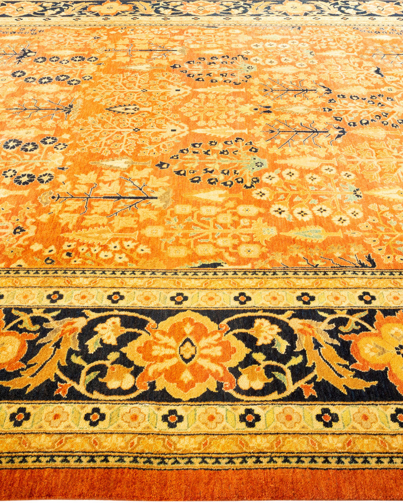 Eclectic, One-of-a-Kind Hand-Knotted Area Rug Orange, 9' 2" x 11' 10"
