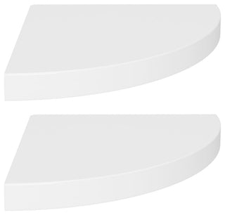 vidaXL Wall Corner Shelves Floating Corner Shelf Display Shelf 2 Pcs White MDF