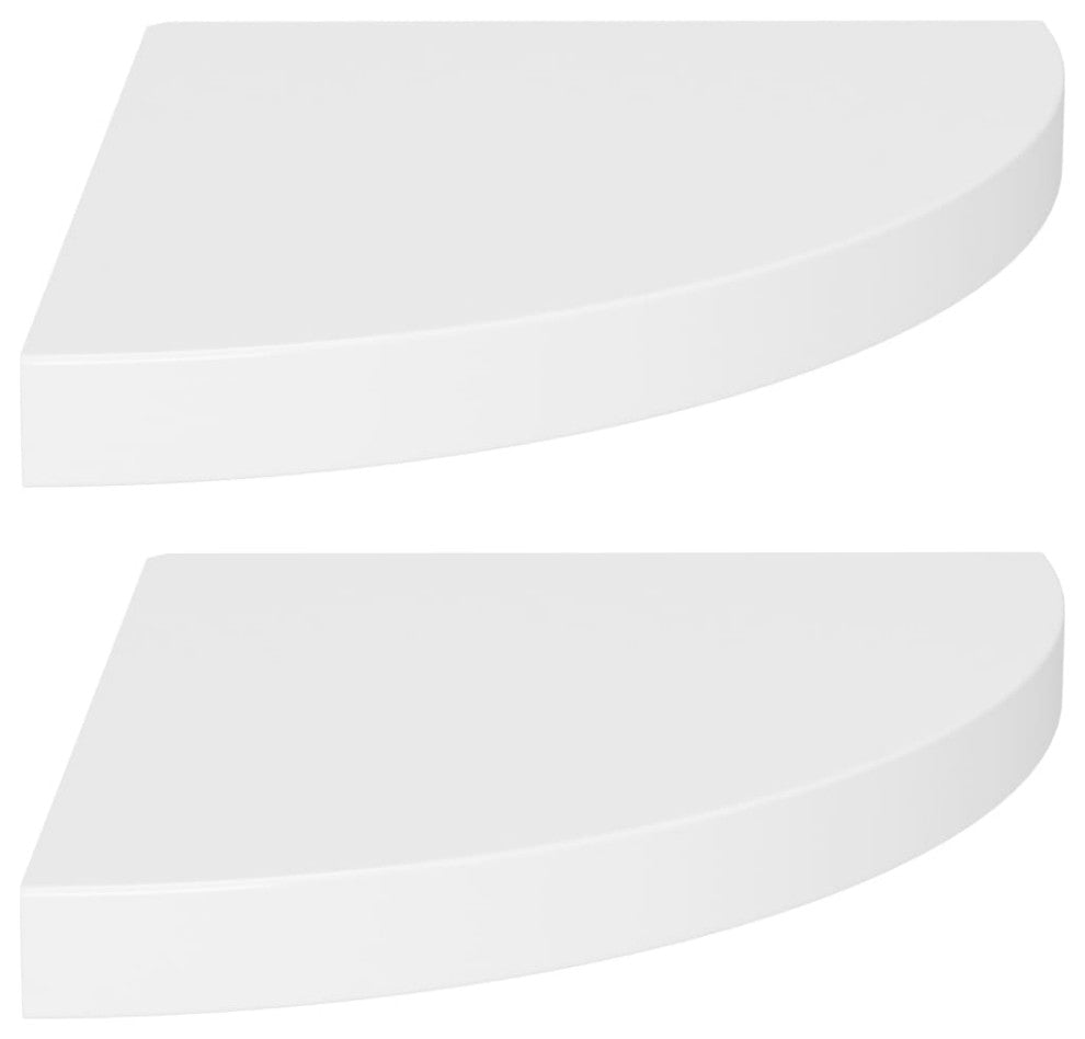 vidaXL Wall Corner Shelves Floating Corner Shelf Display Shelf 2 Pcs White MDF