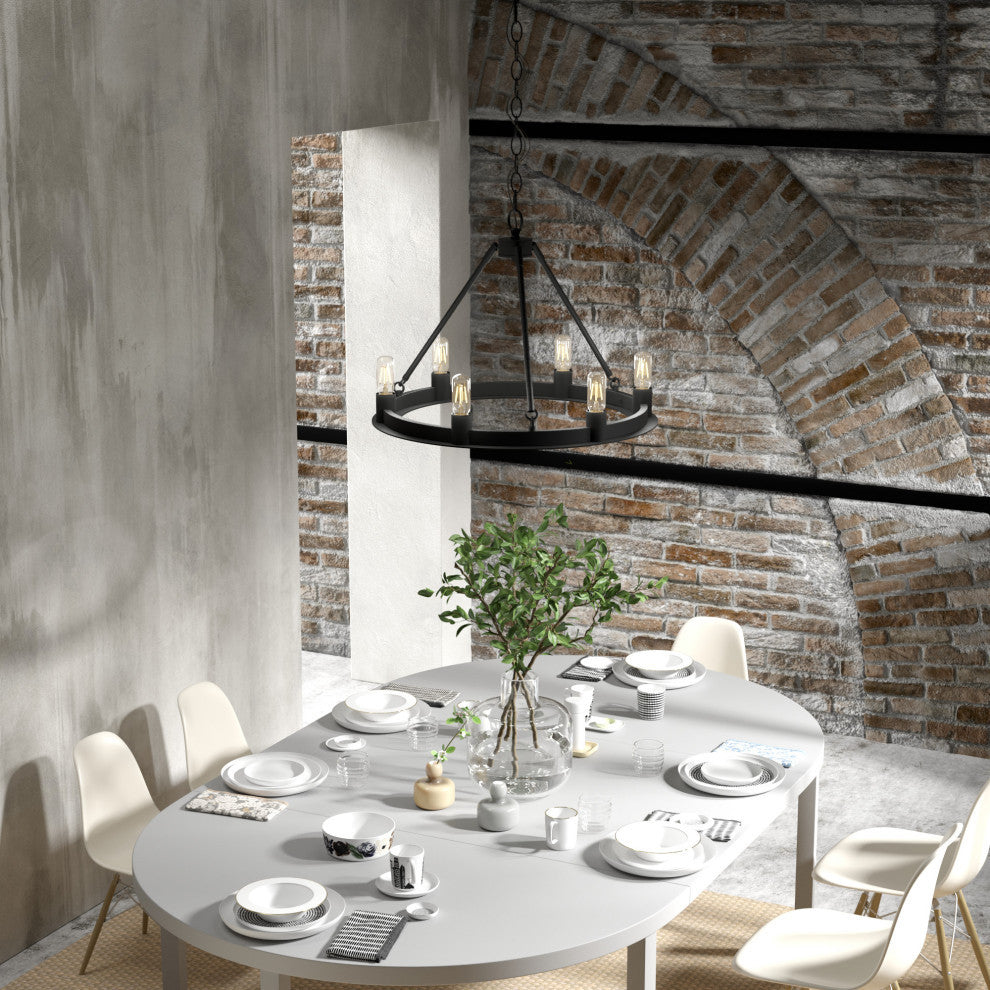 Hunter Saddlewood Natural Iron 6-Light Chandelier