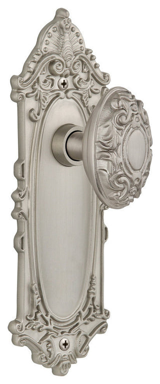 Double Victorian Plate With Victorian Knob, Satin Nickel