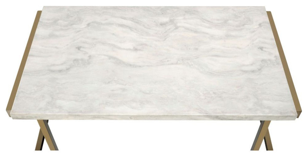 Acme Boice II Sofa Table Faux Marble and Champagne