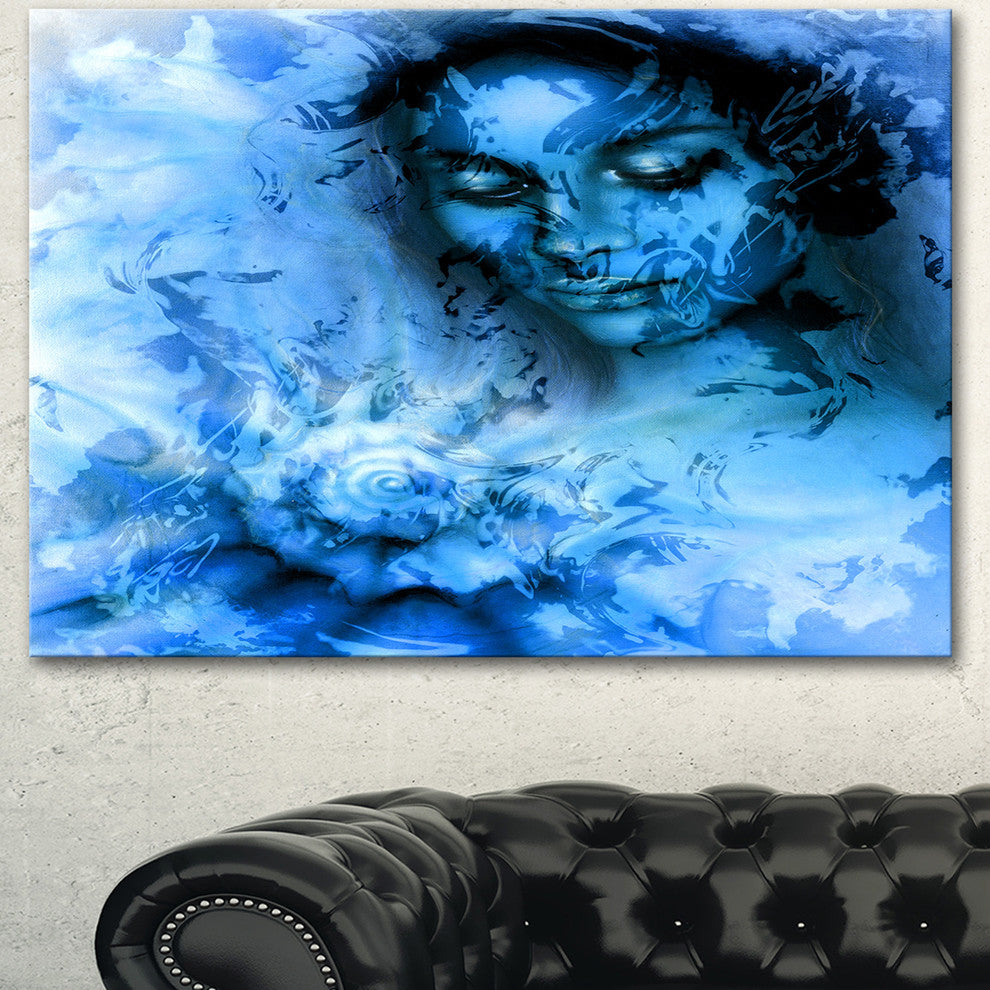 Young Woman With Closed Eyes, Portrait Canvas Art Print, 60"x28"