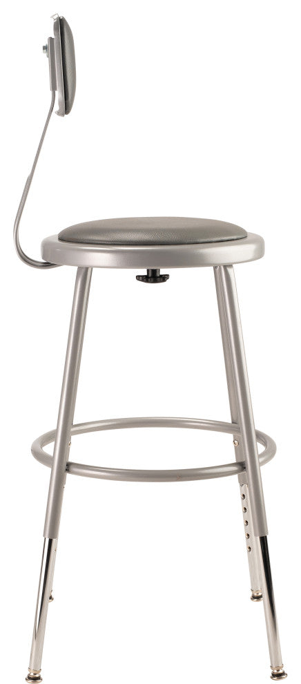 NPS 19"-27" Height Adjustable Vinyl Padded Steel Stool With Backrest, Grey