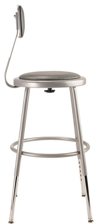 NPS 19"-27" Height Adjustable Vinyl Padded Steel Stool With Backrest, Grey