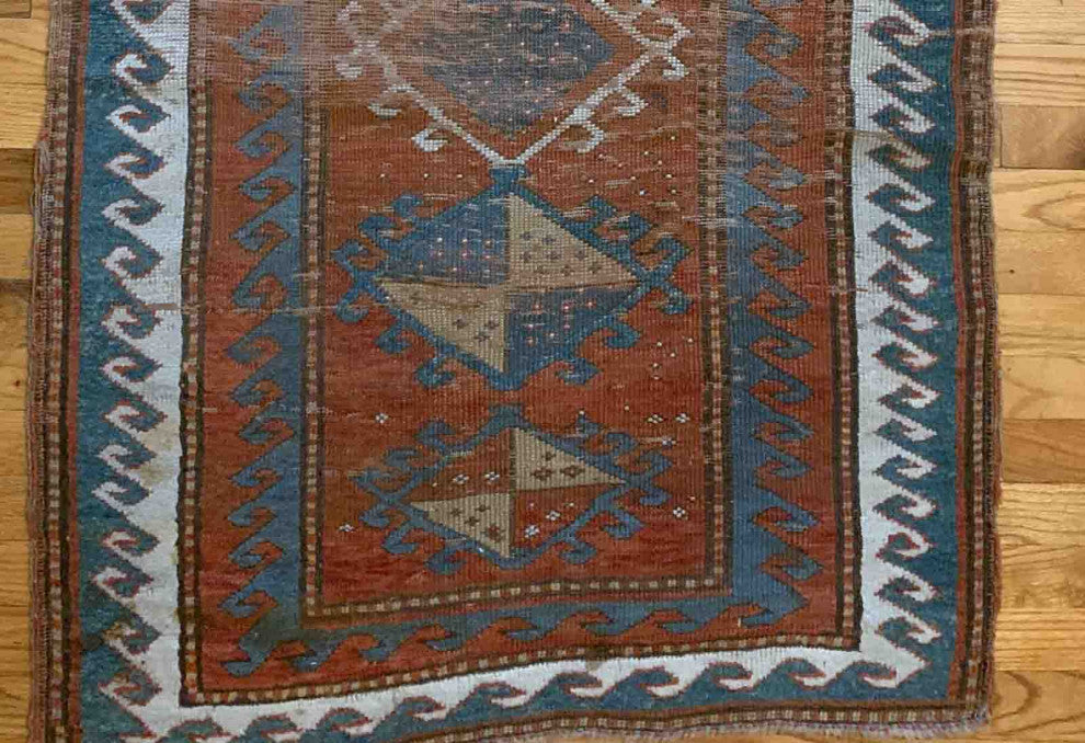 Handmade Antique Collectible Caucasian Kazak Rug, 2.7'x4.2', 82cmx128cm 1880