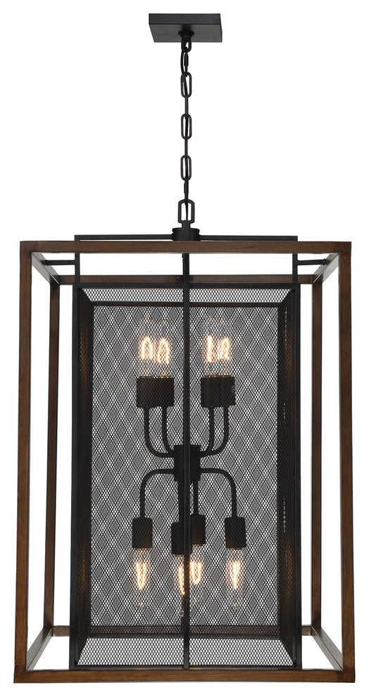 Varaluz-285P08DOBL-Eight Light Pendant Dark Oak/Black