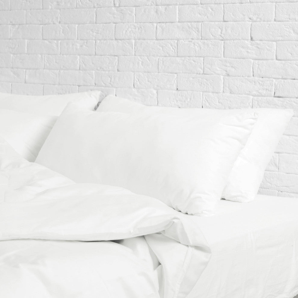 Egyptian Cotton/Bamboo Feel, 4-Piece Sheet Set, White, Queen