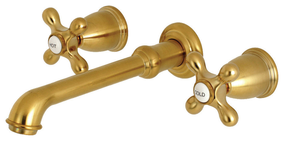 Kingston Brass Two-Handle Wall Mount Tub Faucet, Brushed Brass
