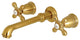 Kingston Brass Two-Handle Wall Mount Tub Faucet, Brushed Brass