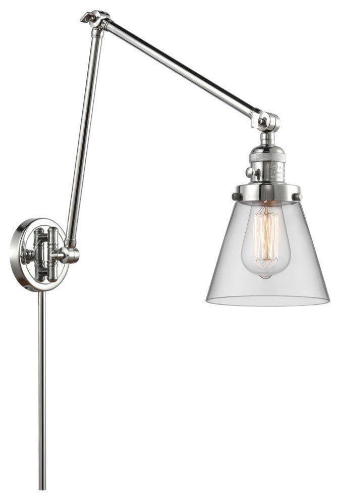 Cone Swing Arm With Switch, Polished Chrome, Clear, Clear