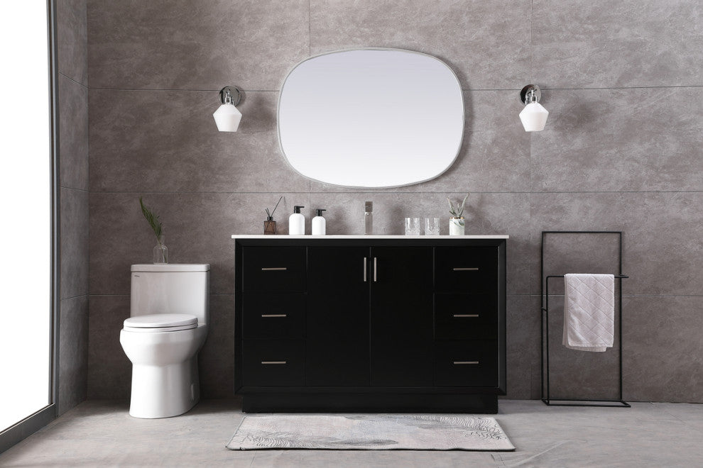 54" SIngle Bathroom Vanity, Black