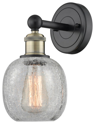 Edison Belfast 1-Light 6" Sconce, Black Antique Brass, Clear Crackle