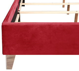 Julie Tufted Upholstered Low Profile King Panel Bed, Cherry