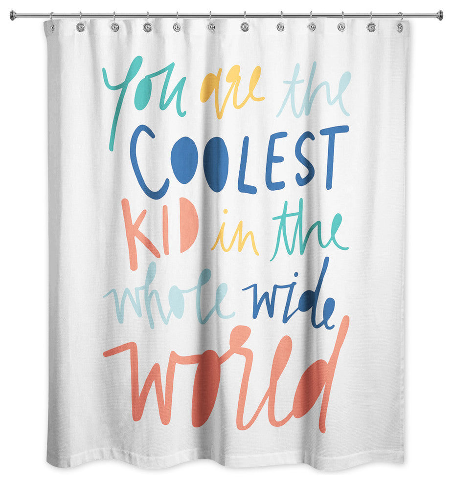 Coolest Kid Rainbow Text 71x74 Shower Curtain