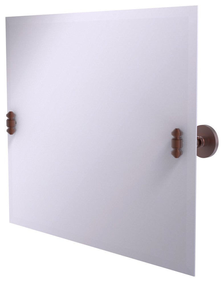 Frameless Landscape Beveled Edge Tilt Mirror, Antique Copper