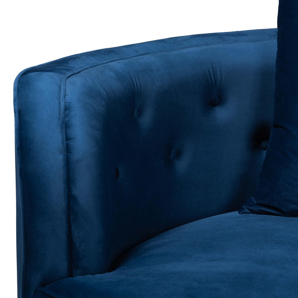 Rosy Glam Navy Blue Velvet Sofa