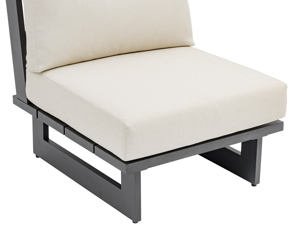 Maldives Outdoor Patio Armless Chair, Cream, Grey Frame
