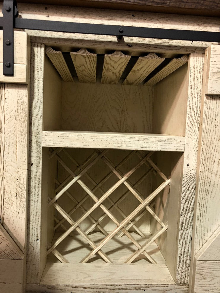 Reclaimed Wood Barn Door Server, Oak Wood, White Paint