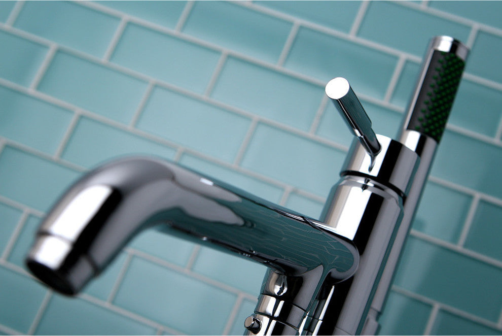 Kingston Brass Freestanding Tub Faucet With Hand Shower, Polished Chrome