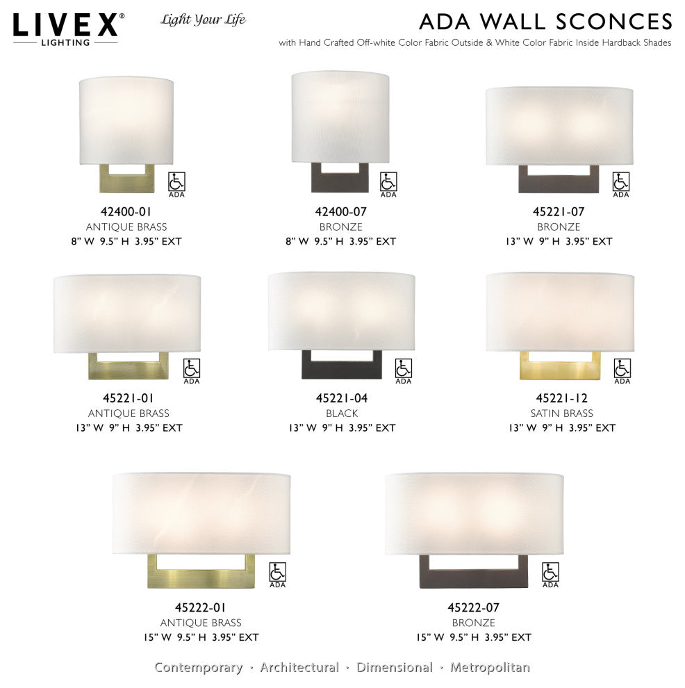 Livex Lighting Wall Sconces 2-Light Satin Brass Medium Sconce