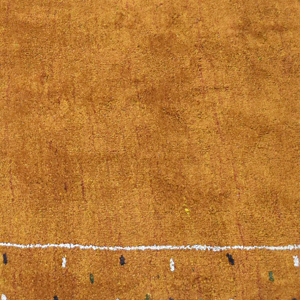 HAND KNOTTED LOOM SILK ECO-FRIENDLY AREA RUG-5'x8',Rectangle,Orange,Contemporary