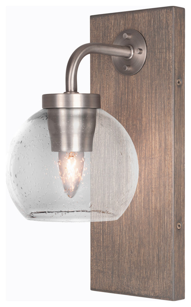 Oxbridge Wall Sconce, Graphite & Painted Distressed Metal,  5.75" Clear Bubble