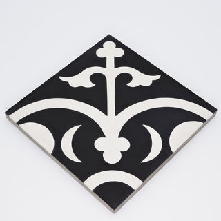 Nador Handmade Cement Tile, Black/White, Sample