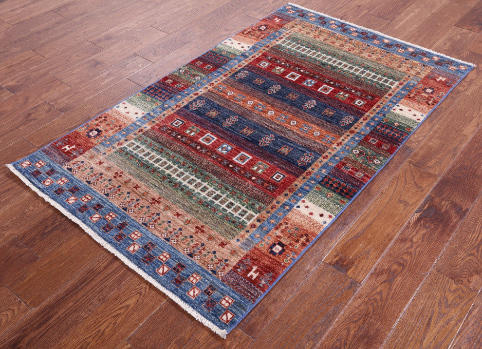3' 3" X 5' 4" Tribal Persian Gabbeh Handmade Wool Rug - Q13842
